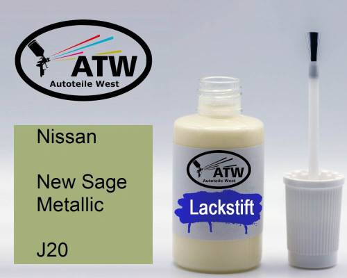 Nissan, New Sage Metallic, J20: 20ml Lackstift, von ATW Autoteile West.